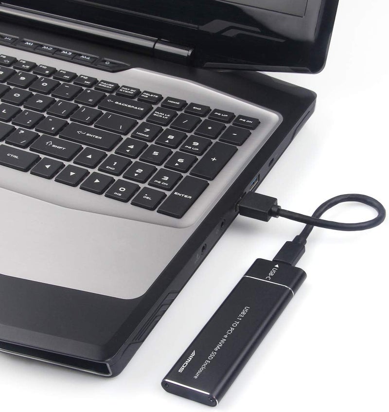 Aluminum M.2 NVME SSD Enclosure, USB 3.1 Gen 2 to NGFF NVME PCI-E M-Key Solid State Drive External Enclosure, With Type C-C Cable, Black - Image 2