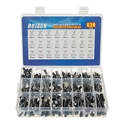 BOJACK 24Value 630pcs Aluminum Electrolytic Capacitor Assortment Box Kit Range 0.1uF－1000uF - Image 1