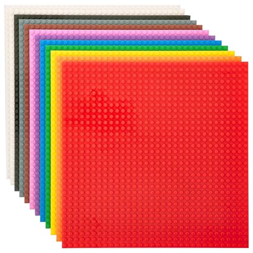 Strictly Briks Stackable Baseplates  12 Pack 10x10 32x32 Studs Compatible with Lego for Building City Scenes Foundation Displays Bricks on Play Table Kids Easter Gift Rainbow - Image 1