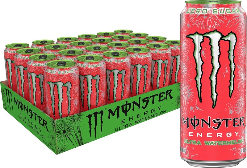 Monster Energy Ultra Watermelon, Sugar Free Energy Drink, 16 Ounce (Pack of 24) - Image 1