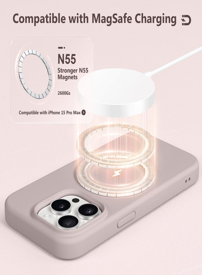 GONEZ for iPhone 15 Pro Max Case Silicone, Compatible with Magsafe, Camera Protector + Screen Protector, Soft Anti-Scratch Microfiber Lining, Liquid Silicone Shockproof Phone Cover, Light Taro - Image 4