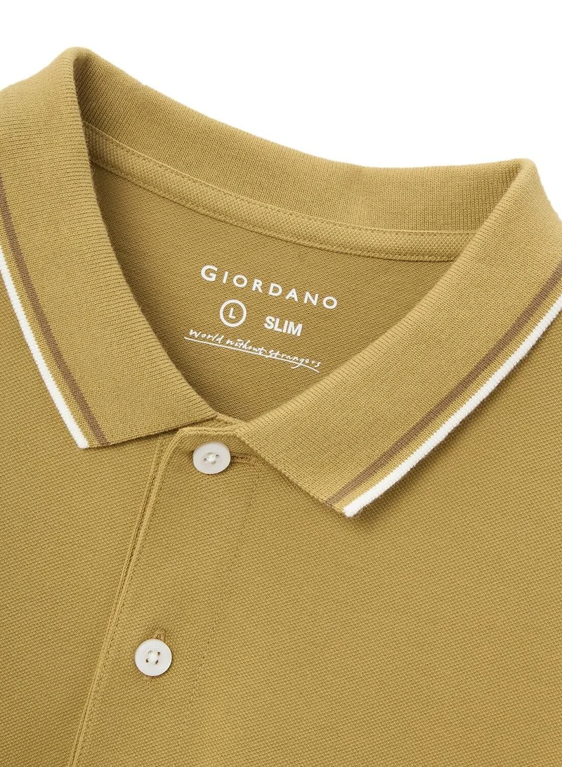 GIORDANO  Men's Slim Fit Pique Polo: Elevated Comfort, Modern Style for Men | Best Price UAE