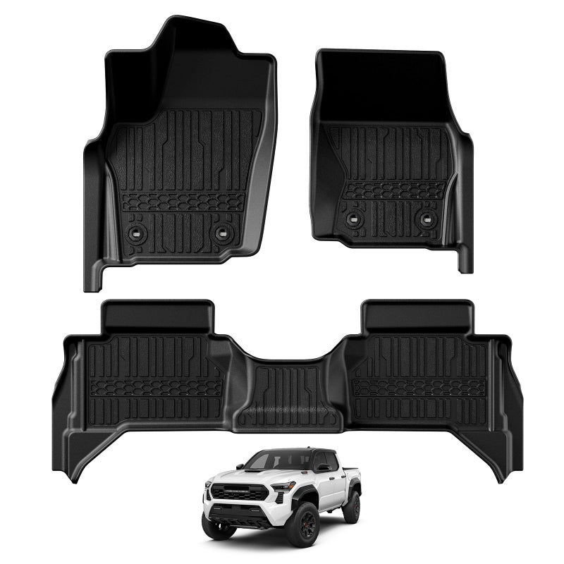TripleAliners for Tacoma 2024 2025 Double Cab Floor Mats Fit Auto Trans ONLY All Weather Floor Liners Compatible with 2024 Toyota Tacoma Accessories Front Rear Mats 3PCSNot for HybridManual