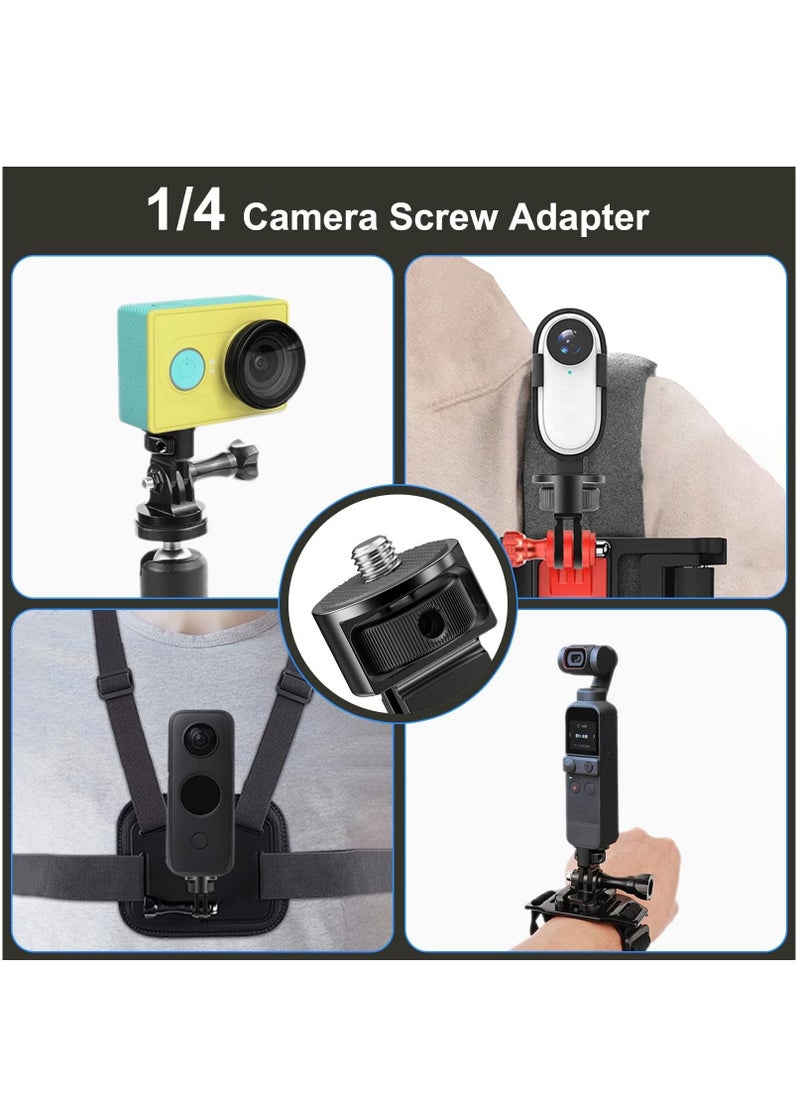 Action Camera Tripod Mount Adapter 360° Adjustment 1/4-20 Screw Conversion Adapter Compatible with GoPro Hero11/10/9 Insta360 ONE X3/X2/Go 2/Xiaomi Yi Other Action Cameras