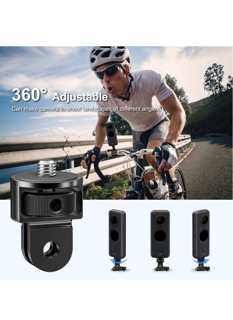 Action Camera Tripod Mount Adapter 360° Adjustment 1/4-20 Screw Conversion Adapter Compatible with GoPro Hero11/10/9 Insta360 ONE X3/X2/Go 2/Xiaomi Yi Other Action Cameras