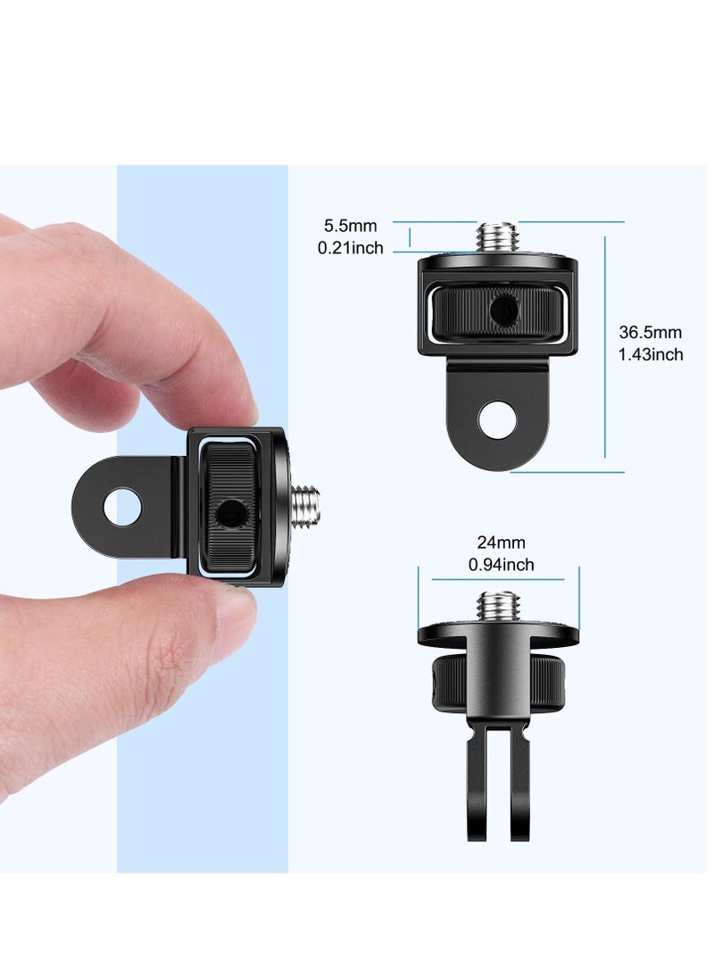 Action Camera Tripod Mount Adapter 360° Adjustment 1/4-20 Screw Conversion Adapter Compatible with GoPro Hero11/10/9 Insta360 ONE X3/X2/Go 2/Xiaomi Yi Other Action Cameras