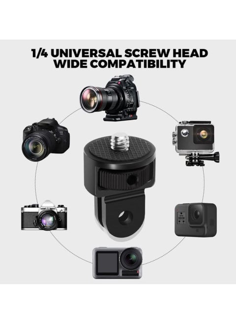 Action Camera Tripod Mount Adapter 360° Adjustment 1/4-20 Screw Conversion Adapter Compatible with GoPro Hero11/10/9 Insta360 ONE X3/X2/Go 2/Xiaomi Yi Other Action Cameras