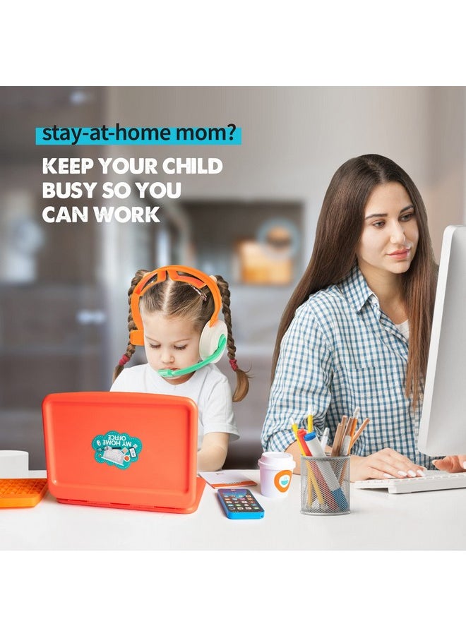 Born Toys Born Toys Pretend Play Home Office Set for Ages 3-7 - Includes Toy Laptop, Phone, Calculator, Pop It & Headset  - Image 4