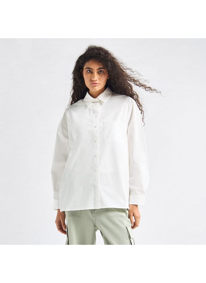 FAV Solid Shirt with Collar and Long Sleeves  - Image 1