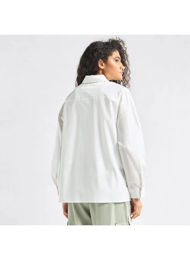 Splash FAV Solid Shirt with Collar and Long Sleeves