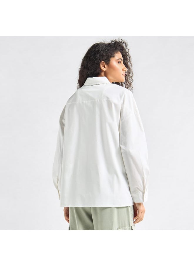 FAV Solid Shirt with Collar and Long Sleeves  - Image 3