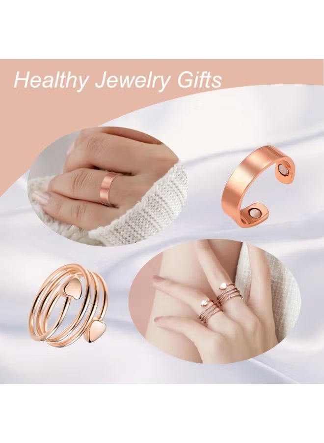 جيفت خاتمان نحاسيان للنساء، قابلان للتعديل، مصنوعان من النحاس الخالص، بتصميم عتيق. - Image 4