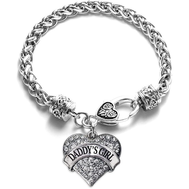 Inspired Silver - Silver Pave Heart Charm Bracelet with Cubic Zirconia Jewelry - Image 1