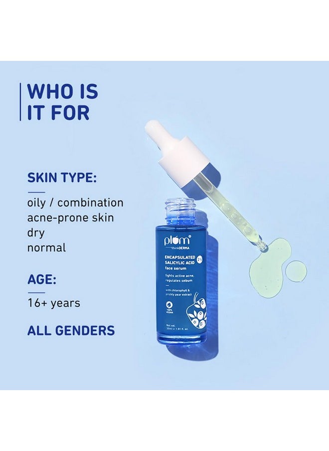Plum 2% Salicylic Acid Face Serum Fights Active Acne Regulates Sebum Controls Oil Calms & Soothes Inflammation Lightweight & Quickabsorbing 100% Vegan 30 Ml  - Image 3