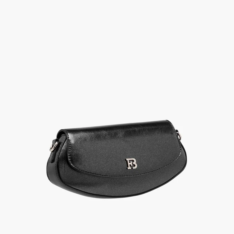 Flora Bella By Shoexpress BLACK Women's Solid Shoulder Bag with Detachable Strap and Flap Closure Ramadan Collection for Women | Best Price UAE