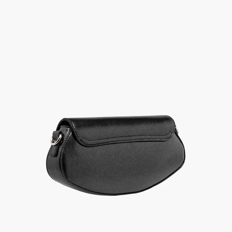 Flora Bella By Shoexpress BLACK Women's Solid Shoulder Bag with Detachable Strap and Flap Closure Ramadan Collection for Women | Best Price UAE