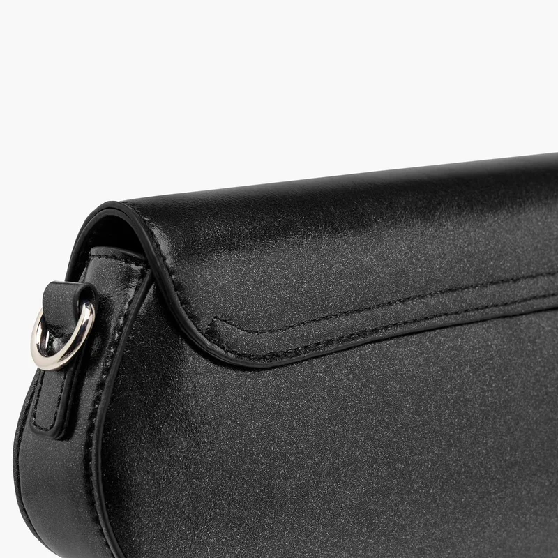 Flora Bella By Shoexpress BLACK Women's Solid Shoulder Bag with Detachable Strap and Flap Closure Ramadan Collection for Women | Best Price UAE