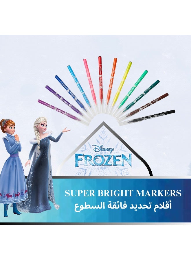 ديزني فروزن مجموعة ديزني فروزن من 12 قلم تحديد من الألياف المثلثة متعددة الاستخدامات - مقبض مريح، رأس رفيع، ألوان زاهية قابلة للغسل، غير سامة - مثالية للفنانين الصغار ومحبي ديزني - مجموعة من 3 عبوات (36 قلم تحديد إجمالاً) - Image 4