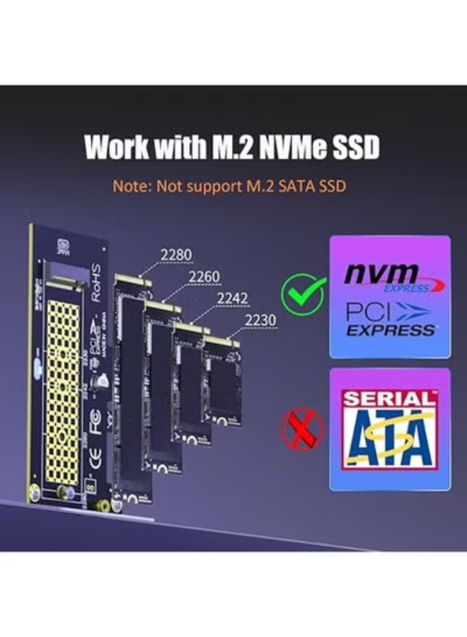 M.2 PCIe x1 Adapter Card with Heat Sink for NVMe and AHCI M.2 SSD, Supports PCIe 4.0/3.0 Key M Drives, Compatible with PCIe x1/x4/x8/x16 Slots - Image 4