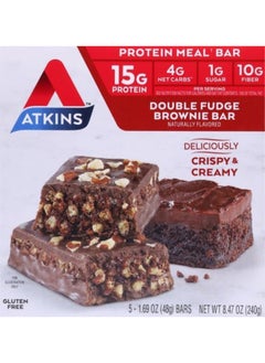Atkins Double Fudge Brownie Bar, 5 Bars, 1.69Oz, (48G)  - Image 2