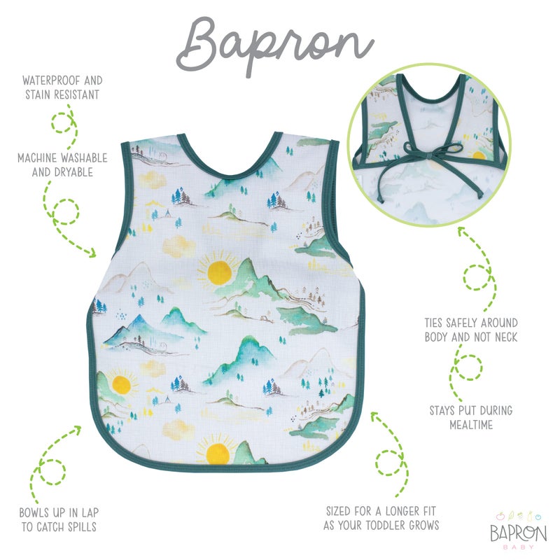 BapronBaby Mountain Mist Bapron - No Neck Tie Safer Bib for Baby & Toddler - Soft Waterproof Stain Resistant - Machine Washable - Sz Baby/Toddler 6m-3T - Image 2
