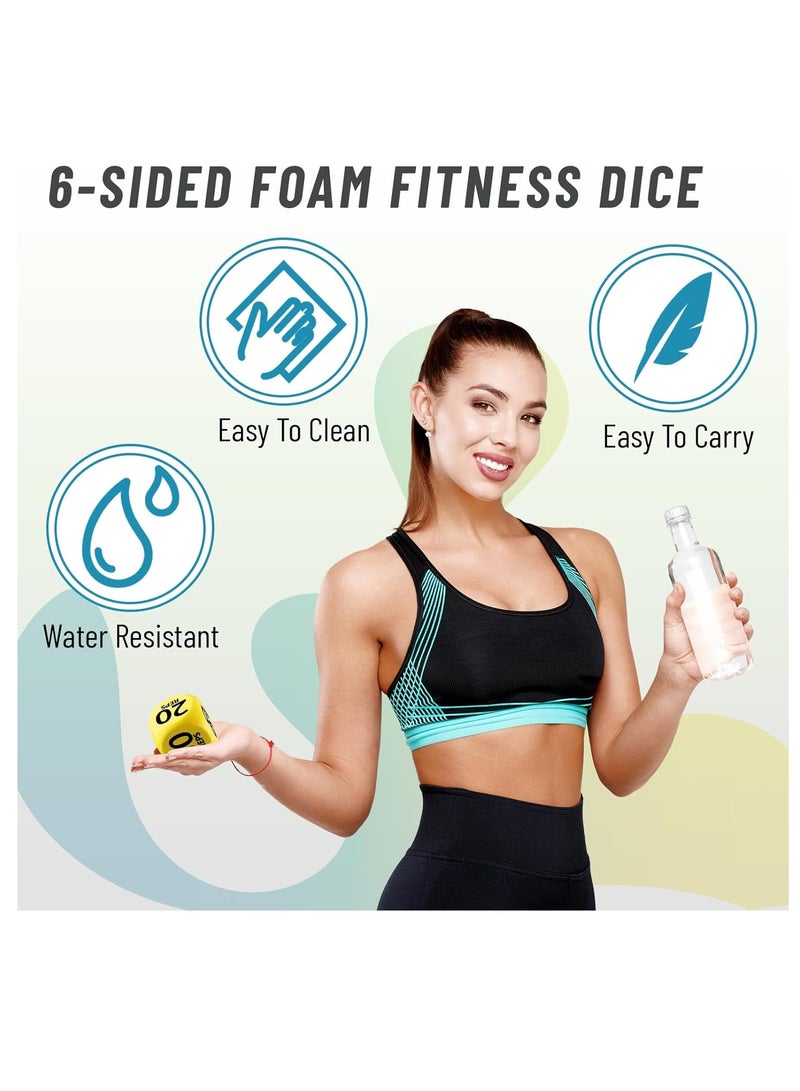 4 Pcs Workout Dice Fun Exercise Dices 6 Sided Foam Fitness Dice Workout Games for Solo or Group Classes Exercise Equipment(Blue,Yellow) - Image 4