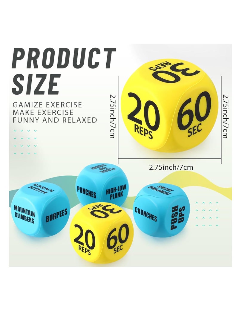 4 Pcs Workout Dice Fun Exercise Dices 6 Sided Foam Fitness Dice Workout Games for Solo or Group Classes Exercise Equipment(Blue,Yellow) - Image 2