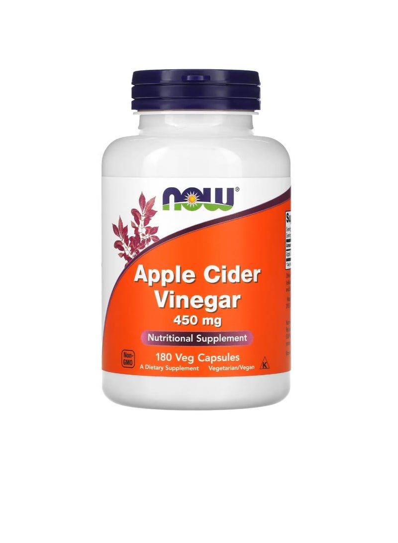 now Apple Cider Vinegar 450 mg 180 Veg Capsules - Image 1