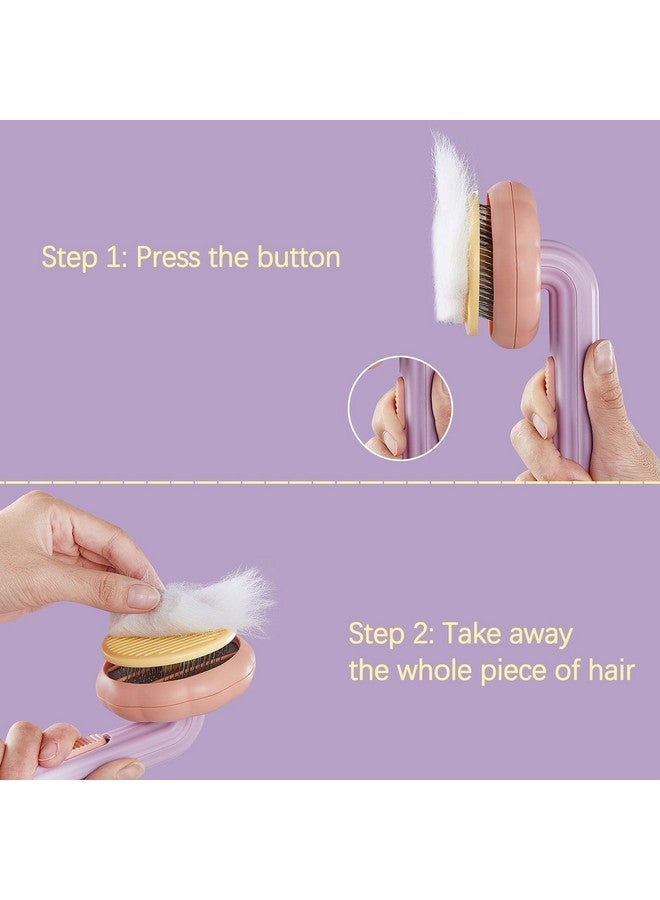 JCOLUSHI فرشاة العناية بالقطط من JCOLUSHI، فرشاة للكلاب لتساقط الشعر، فرشاة دبابيس الحيوانات الأليفة للشعر الطويل والقصير، فرشاة ذاتية التنظيف تزيل بلطف الطبقة السفلية السائبة للقطط والكلاب، برتقالية ووردية - Image 3