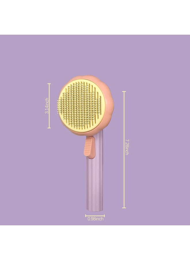 JCOLUSHI فرشاة العناية بالقطط من JCOLUSHI، فرشاة للكلاب لتساقط الشعر، فرشاة دبابيس الحيوانات الأليفة للشعر الطويل والقصير، فرشاة ذاتية التنظيف تزيل بلطف الطبقة السفلية السائبة للقطط والكلاب، برتقالية ووردية - Image 2