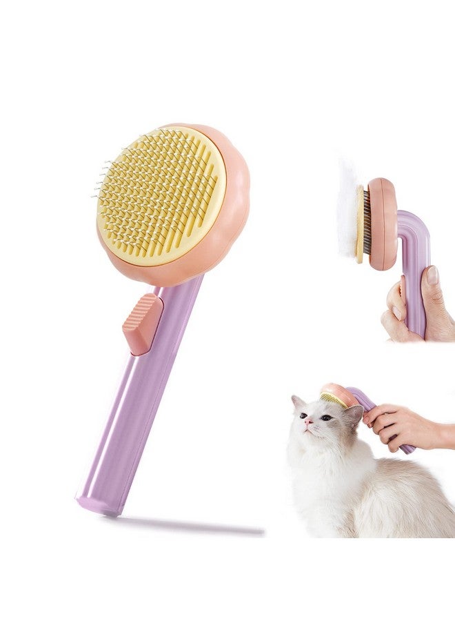 JCOLUSHI فرشاة العناية بالقطط من JCOLUSHI، فرشاة للكلاب لتساقط الشعر، فرشاة دبابيس الحيوانات الأليفة للشعر الطويل والقصير، فرشاة ذاتية التنظيف تزيل بلطف الطبقة السفلية السائبة للقطط والكلاب، برتقالية ووردية - Image 1