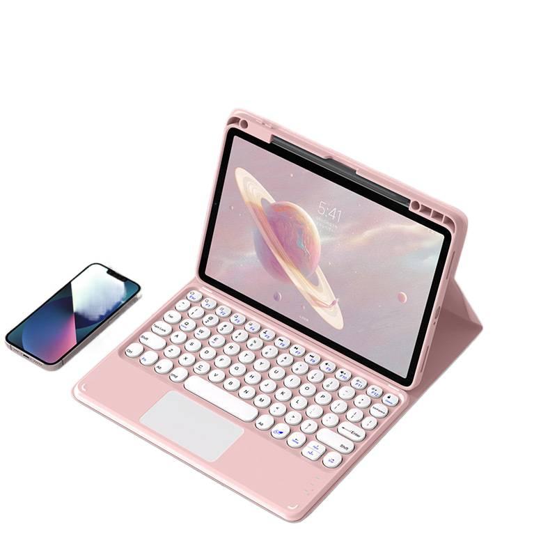 DGG حافظة سامسونج تاب بلوحة مفاتيح متوافقة مع Samsung Galaxy Tab S6 Lite / Samsung Galaxy Tab A8 باللون وردي مع غطاء حماية ووظيفة حامل وحمل يومي للتابلت بوظيفة حامل باللون الوردي Sams. - Image 2