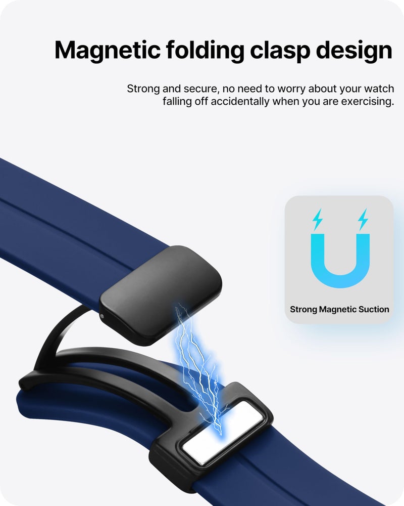 Fullmosa Magnetic Strap Compatible with Apple Watch Strap 49mm 46mm 45mm 44mm 42mm,Silicone Band for iWatch Ultra 3/2/1 SE3/2/1 Series 11 109 8 7 6 5 4 3 2 1,Midnight Blue [Watch NOT Included] - Image 2