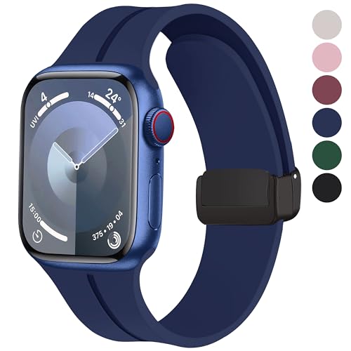 Fullmosa Magnetic Strap Compatible with Apple Watch Strap 49mm 46mm 45mm 44mm 42mm,Silicone Band for iWatch Ultra 3/2/1 SE3/2/1 Series 11 109 8 7 6 5 4 3 2 1,Midnight Blue [Watch NOT Included] - Image 1