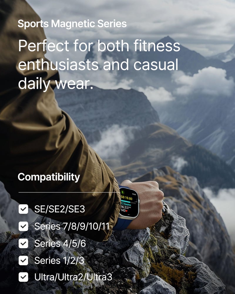 Fullmosa Magnetic Strap Compatible with Apple Watch Strap 49mm 46mm 45mm 44mm 42mm,Silicone Band for iWatch Ultra 3/2/1 SE3/2/1 Series 11 109 8 7 6 5 4 3 2 1,Midnight Blue [Watch NOT Included] - Image 3