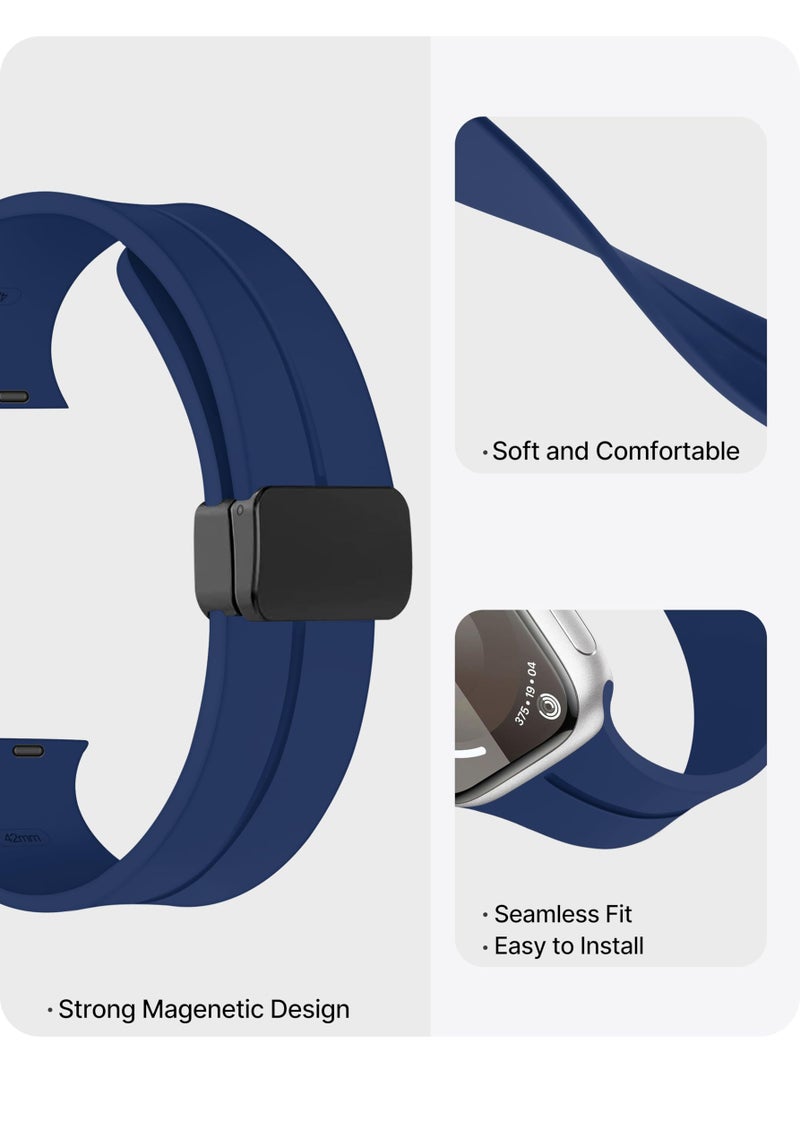 Fullmosa Magnetic Strap Compatible with Apple Watch Strap 49mm 46mm 45mm 44mm 42mm,Silicone Band for iWatch Ultra 3/2/1 SE3/2/1 Series 11 109 8 7 6 5 4 3 2 1,Midnight Blue [Watch NOT Included] - Image 4