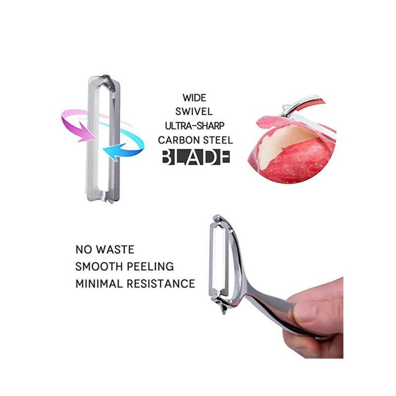 Zikra Peeler, stainless steel serrated knife rotary peeler, anti-slip handle for fruit and vegetable kitchen, kitchen utensils, suitable for potatoes, apples, carrots, vegetables, fruits - Image 5
