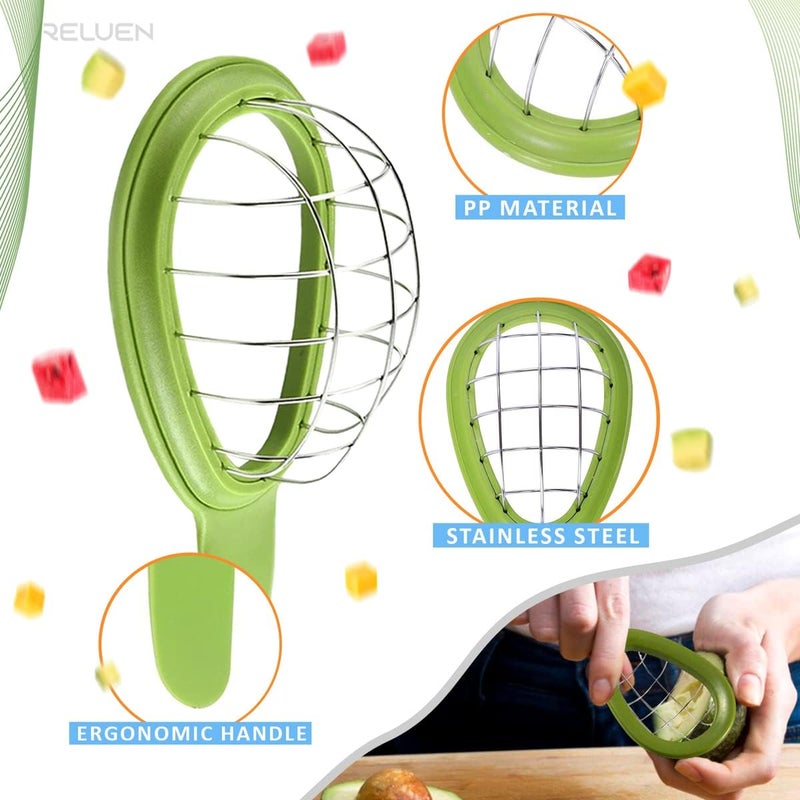 Reluen Avocado Slicer Tool - 3.2 x 6.3 Inches Avocado Cuber Tool with Ergonomic Handle, Easy to Use and Clean, Food-Grade Plastic and Stainless Steel, Good for Salads, Guacamole, or Smoothie - Image 4
