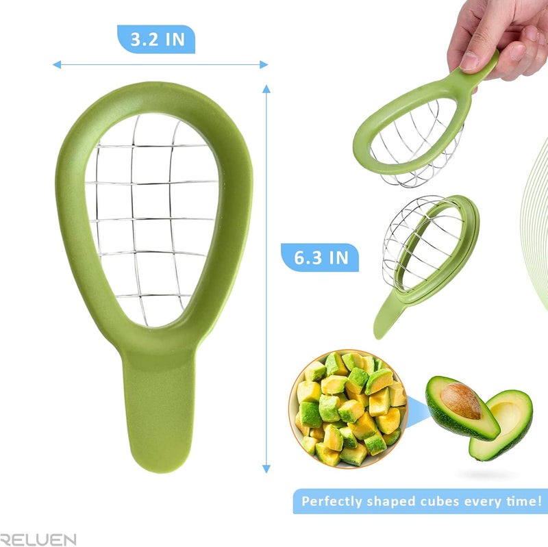 Reluen Avocado Slicer Tool - 3.2 x 6.3 Inches Avocado Cuber Tool with Ergonomic Handle, Easy to Use and Clean, Food-Grade Plastic and Stainless Steel, Good for Salads, Guacamole, or Smoothie - Image 2