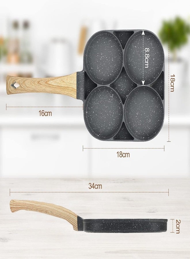 Burmy 4 Hole Non Stick Egg Frying pan with Detachable Wooden Handle,Multi Purpose Frying pan for Omelet uttapam idli Burger Poached Egg Kitchen Breakfast (1 pcs/Multicolor) - Image 2