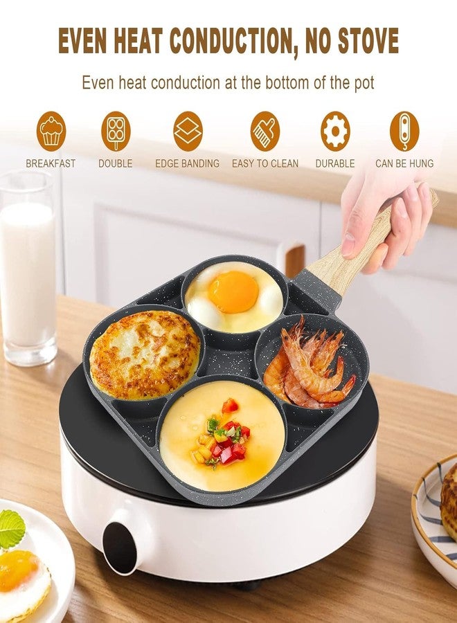 Burmy 4 Hole Non Stick Egg Frying pan with Detachable Wooden Handle,Multi Purpose Frying pan for Omelet uttapam idli Burger Poached Egg Kitchen Breakfast (1 pcs/Multicolor) - Image 4