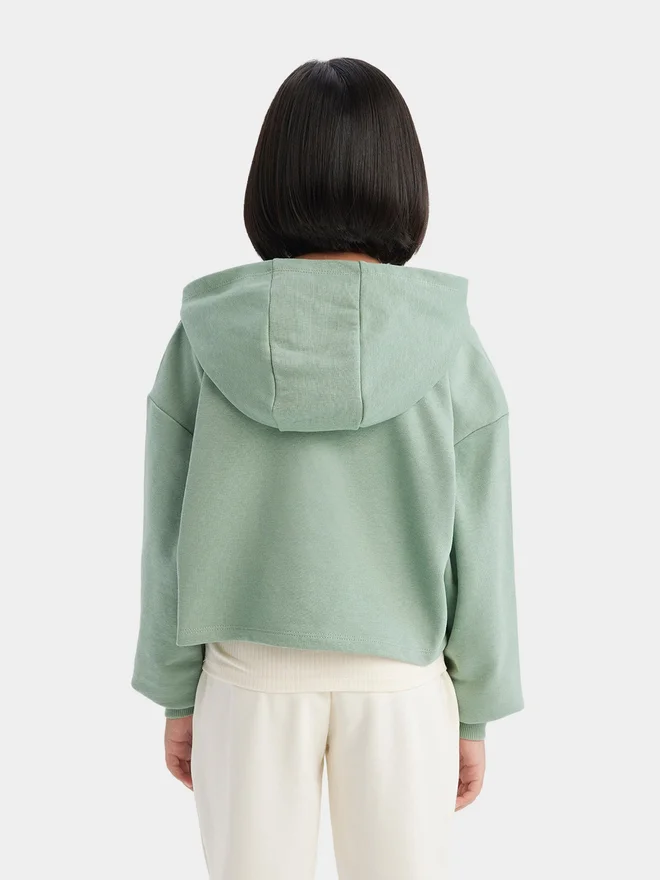 DeFacto DeFacto Girls' 2-Piece Set Crop Hooded Printed Sweatshirt & Tank Top