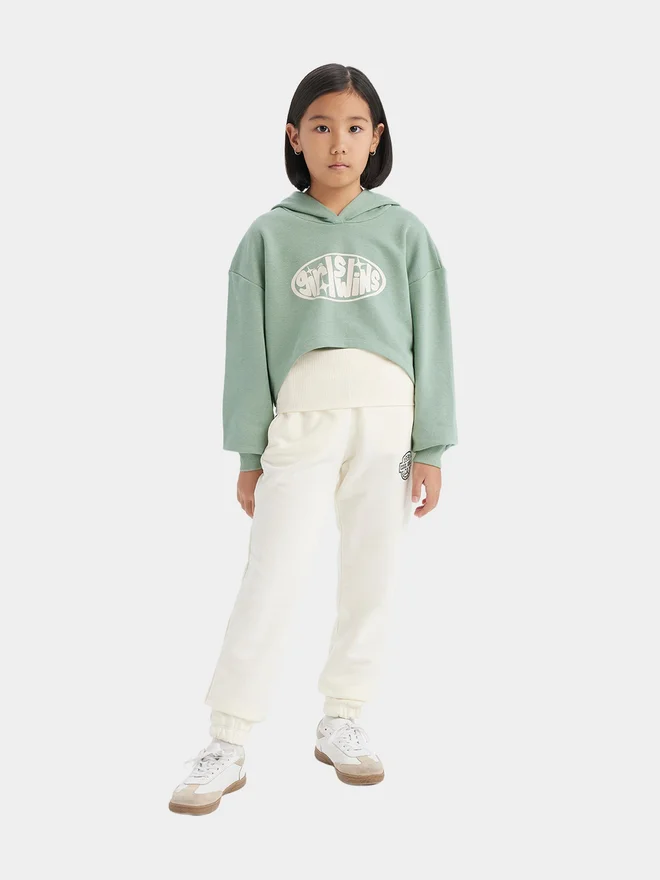 DeFacto DeFacto Girls' 2-Piece Set Crop Hooded Printed Sweatshirt & Tank Top