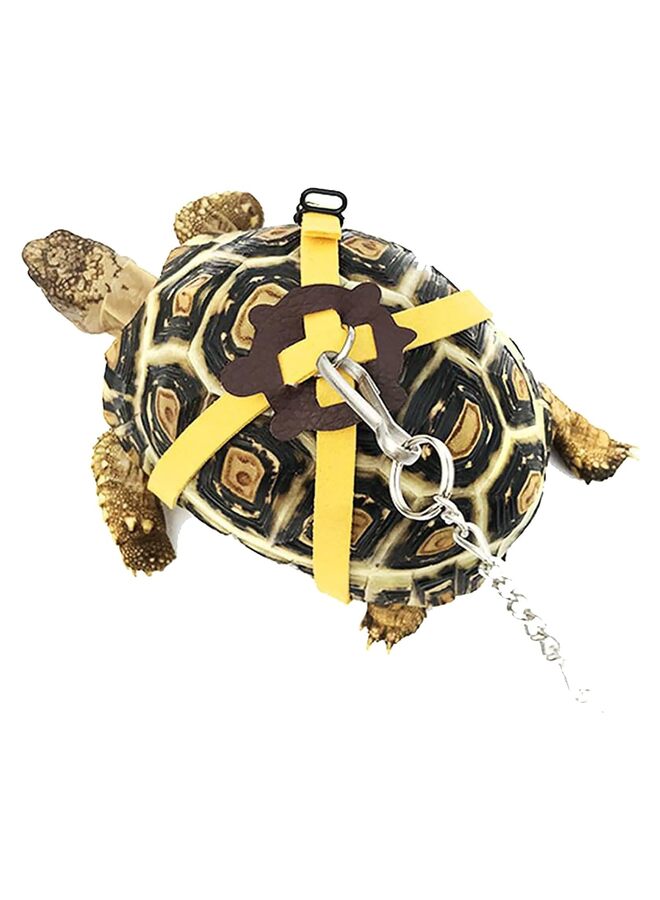 مقود سلحفاة للحيوانات الأليفة الصغيرة ومقود سلحفاة للحيوانات الأليفة وحبل للمشي لمستلزمات السلاحف وحبل تحكم قابل للتعديل للتدريب على المشي في الهواء الطلق باللون الأصفر (اللون: أصفر) - Image 1