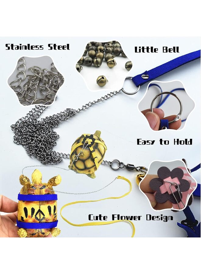 مقود سلحفاة للحيوانات الأليفة الصغيرة ومقود سلحفاة للحيوانات الأليفة وحبل للمشي لمستلزمات السلاحف وحبل تحكم قابل للتعديل للتدريب على المشي في الهواء الطلق باللون الأصفر (اللون: أصفر) - Image 3