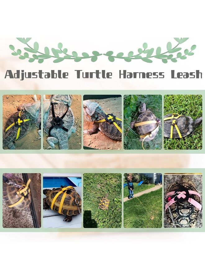مقود سلحفاة للحيوانات الأليفة الصغيرة ومقود سلحفاة للحيوانات الأليفة وحبل للمشي لمستلزمات السلاحف وحبل تحكم قابل للتعديل للتدريب على المشي في الهواء الطلق باللون الأصفر (اللون: أصفر) - Image 5