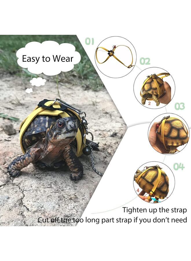 مقود سلحفاة للحيوانات الأليفة الصغيرة ومقود سلحفاة للحيوانات الأليفة وحبل للمشي لمستلزمات السلاحف وحبل تحكم قابل للتعديل للتدريب على المشي في الهواء الطلق باللون الأصفر (اللون: أصفر) - Image 4