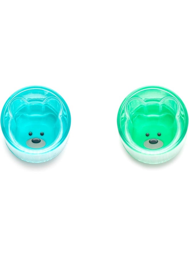 Melii Double Walled Bear Plastic Cup – Turquoise & Green | 145ml | 2 Pcs Set | BPA Free Kids Cup - Image 2