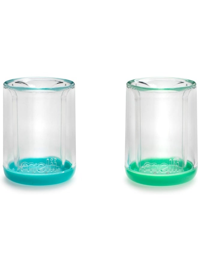 Melii Double Walled Bear Plastic Cup – Turquoise & Green | 145ml | 2 Pcs Set | BPA Free Kids Cup - Image 3
