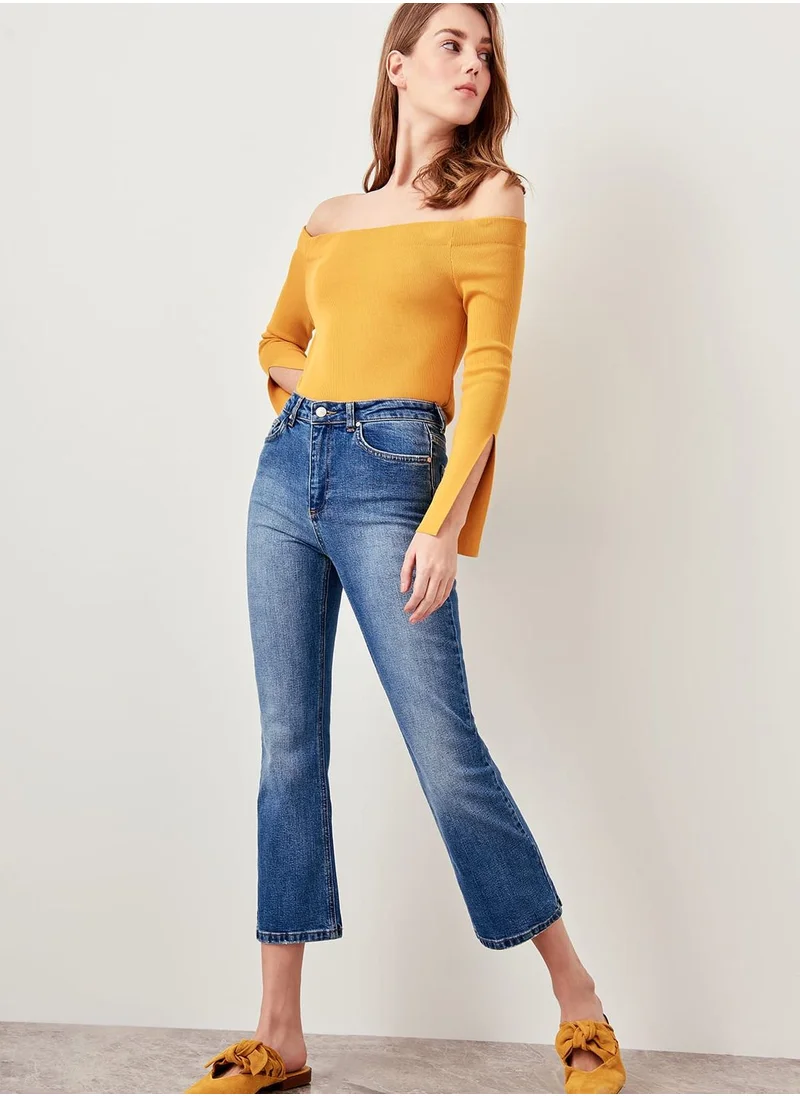 trendyol Mid Wash Crop Jeans